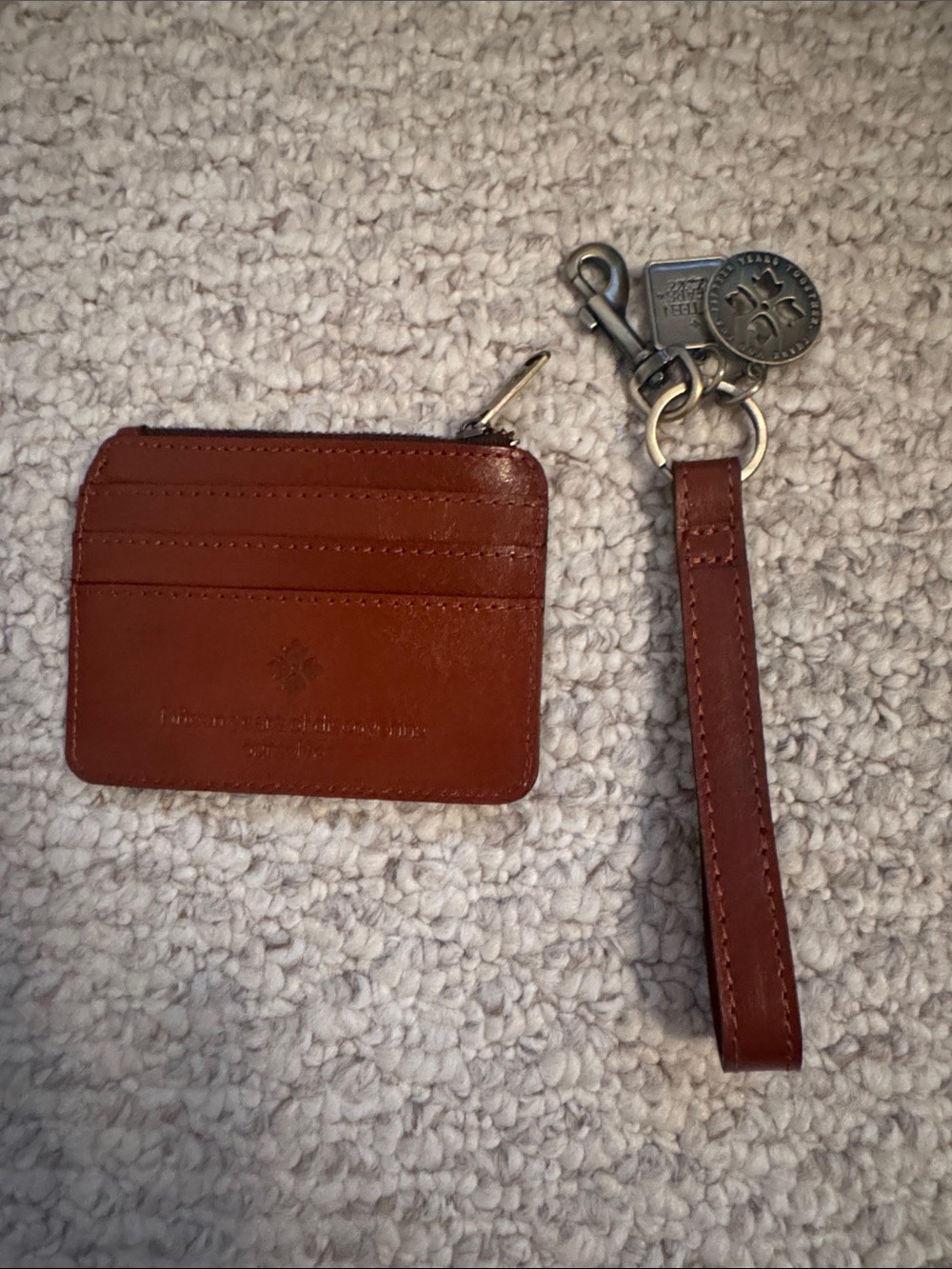 Patrica Nash Leather Card Holder with Strap and Charms - Brown